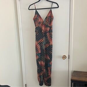 Farm (Farm Rio Brazil) Floral Gold Metallic Detail Jumpsuit XS - S (fits 2-4)